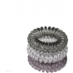 RONNEY S10 MET funny ring bubble - Profesjonalne gumki do włosów 3 sztuki 3,5 cm - szary, przezroczysty,fioletowy